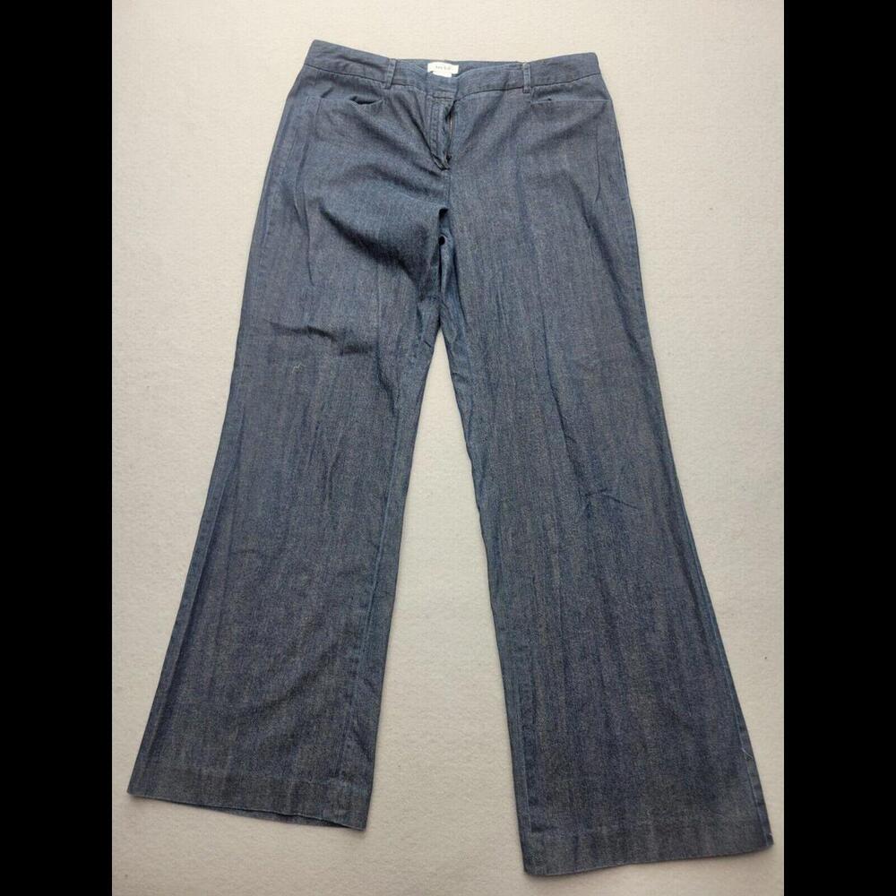 Kate Hill Women Jeans 14 Blue High Rise Wide-Leg Solid Denim 100% Cotton